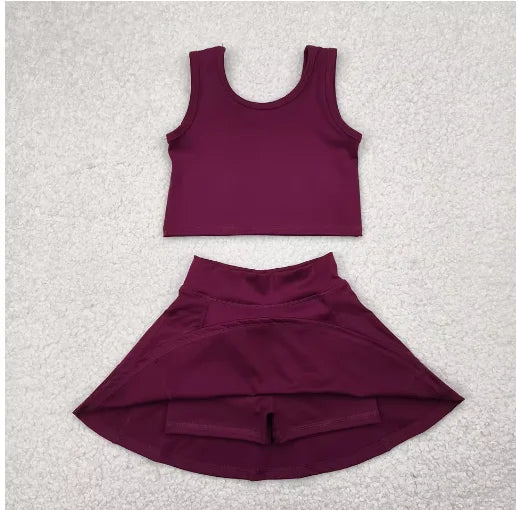 2025 Yoga fitness Baby Girl Clothing Active Toddler Short Sleeves Shirt Shorts Skirt Kids Shorts Ruffle Skorts Set Pink Clothes