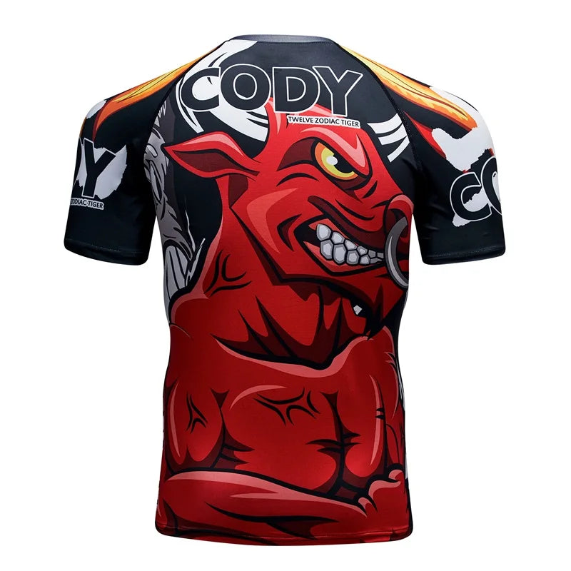 Brand New Summer Men Short Sleeved T shirt Compression Shirt MMA BJJ GYM Fitness 3D Print Casual Shirt Boy Clothing Tees T-shirt