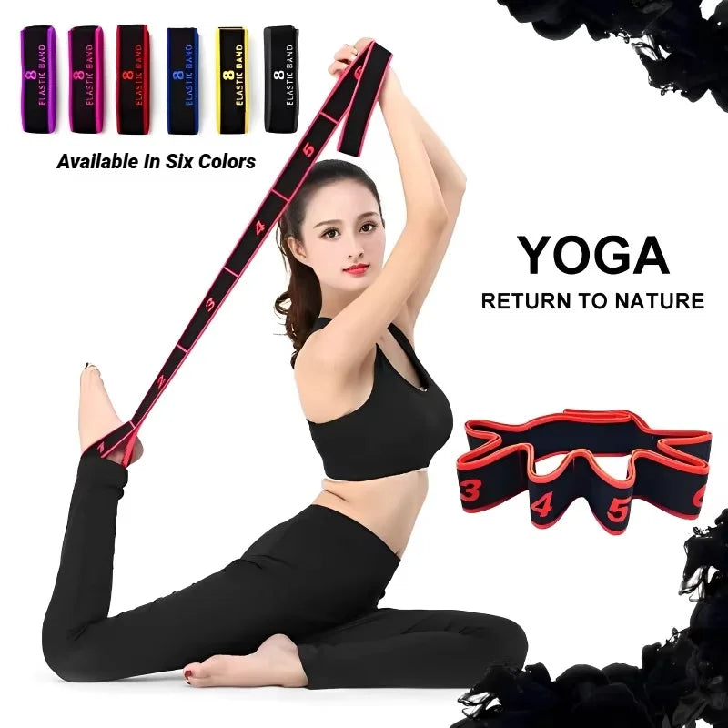 8 Section Style Dance Yoga Stretching Belt Pilates Fitness Tension Digital Elasticity Latin Elastic Stretch Resistance Band
