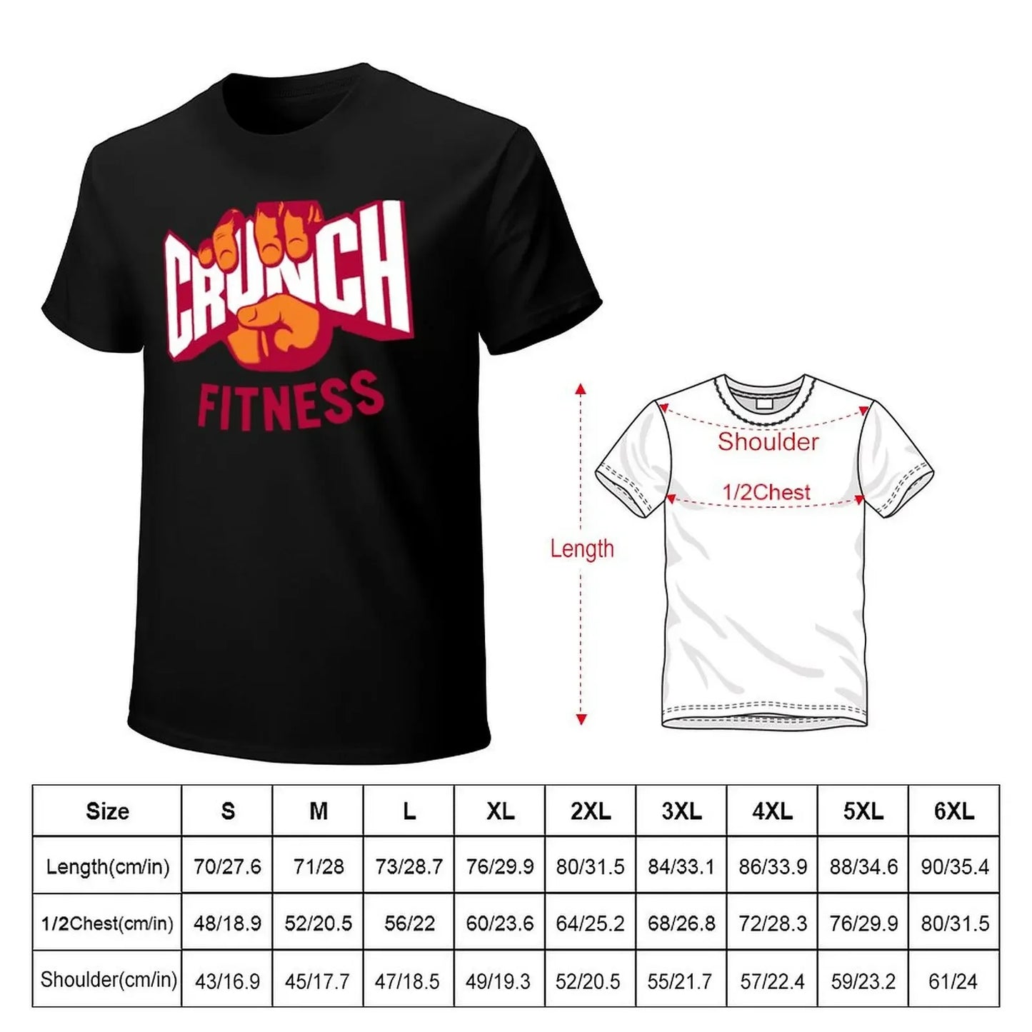 Attractive Crunch Fitness Logo Active T-Shirt quick-drying cotton graphic tees plus size tops animal prinfor boys men clothing