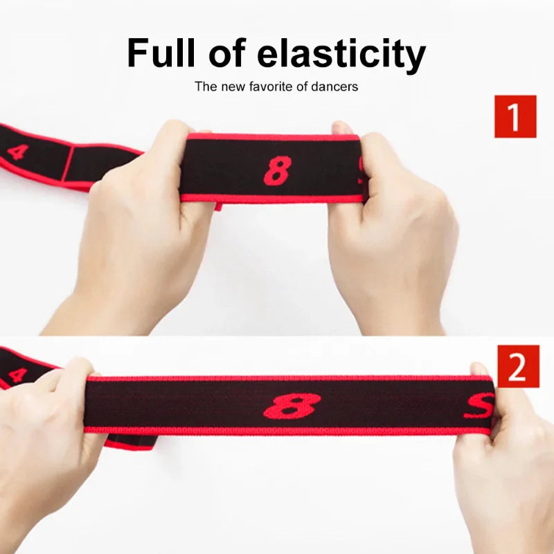 8 Section Style Dance Resistance Band Yoga Stretching Pilates Fitness Digital Elasticity Elastic Stretch Training Tension Belt