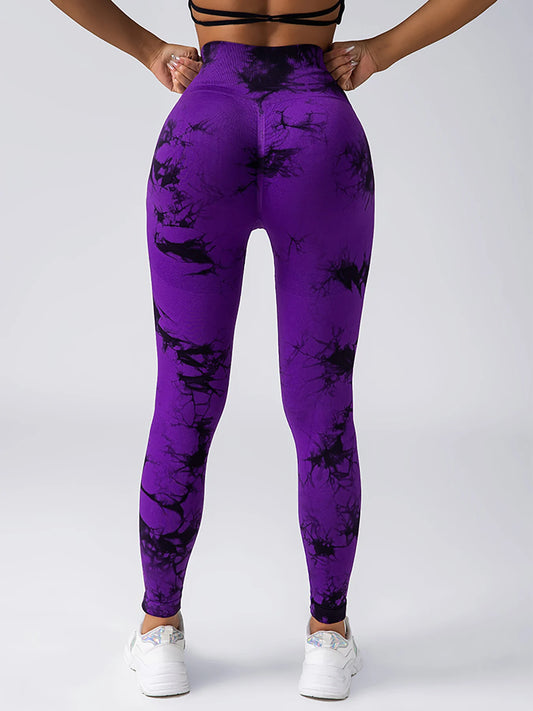 Women's tie dye leggings seamless high stretch sports push up pants tight sports high waist yoga pants outdoor sports