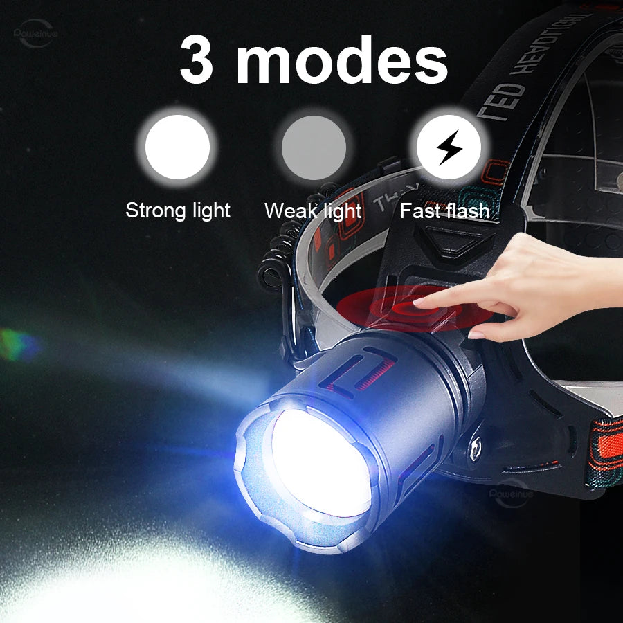 350000000 Ultra Powerful LED Headlamp Super Bright 4000M Head Flashlight Rechargeable Head Torch Fishing Hunting Headlight 18650