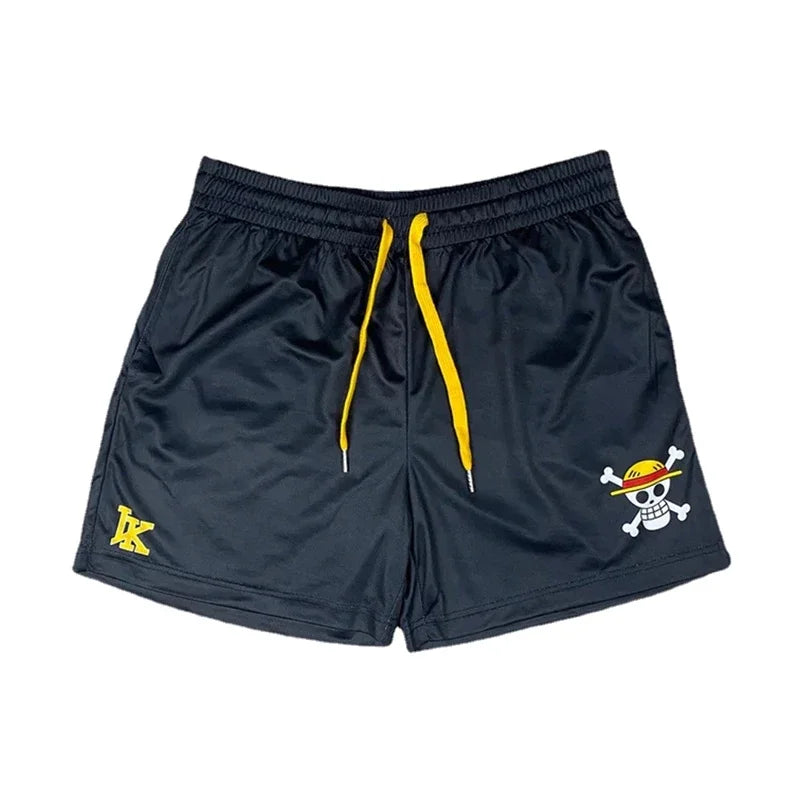 ONE PIECE Men's Sports Shorts Beach Bottoms Anime Luffy Quick Dry Workout Training Gym Fitness Jogging Pants Summer Men Shorts