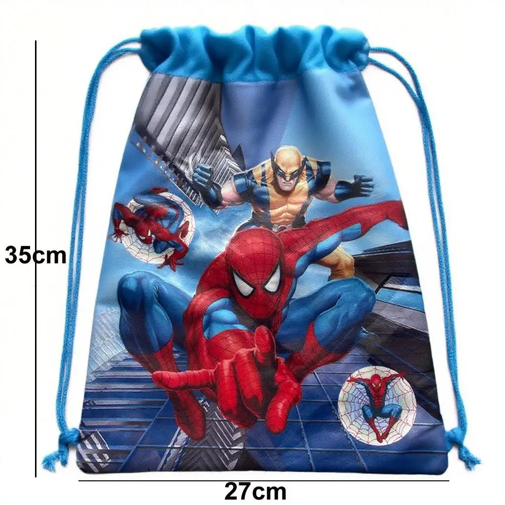 Anime Spiderman Non Woven Drawstring Backpack Bag Waterproof Childer Toy Sporting Stationery Storage Kids Birthday Gift