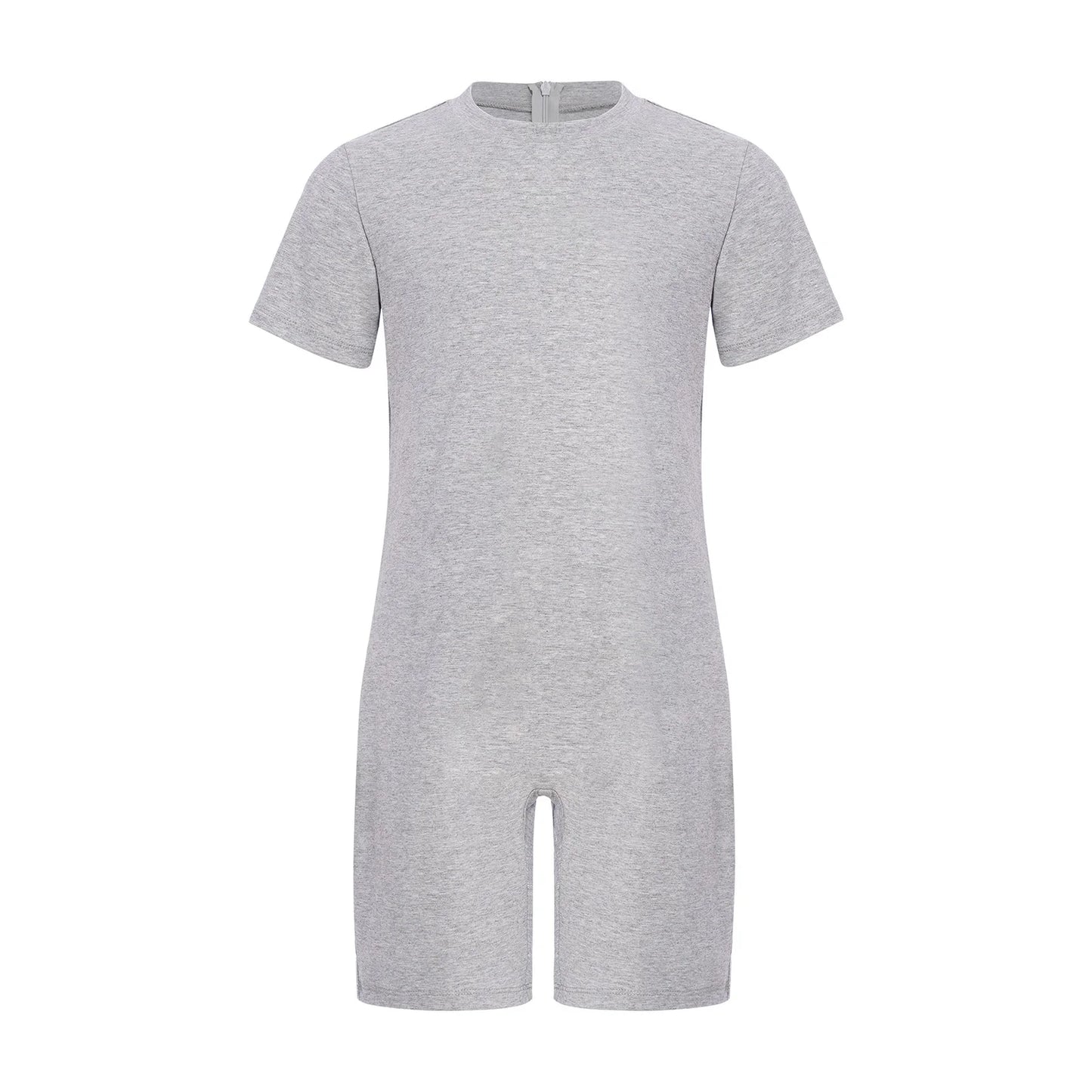 Girls Boys Special Needs Romper Adaptive Clothing Short Sleeve Back Invisible Zipper Ballet Gymnastics Workout Fitness Jumpsuit