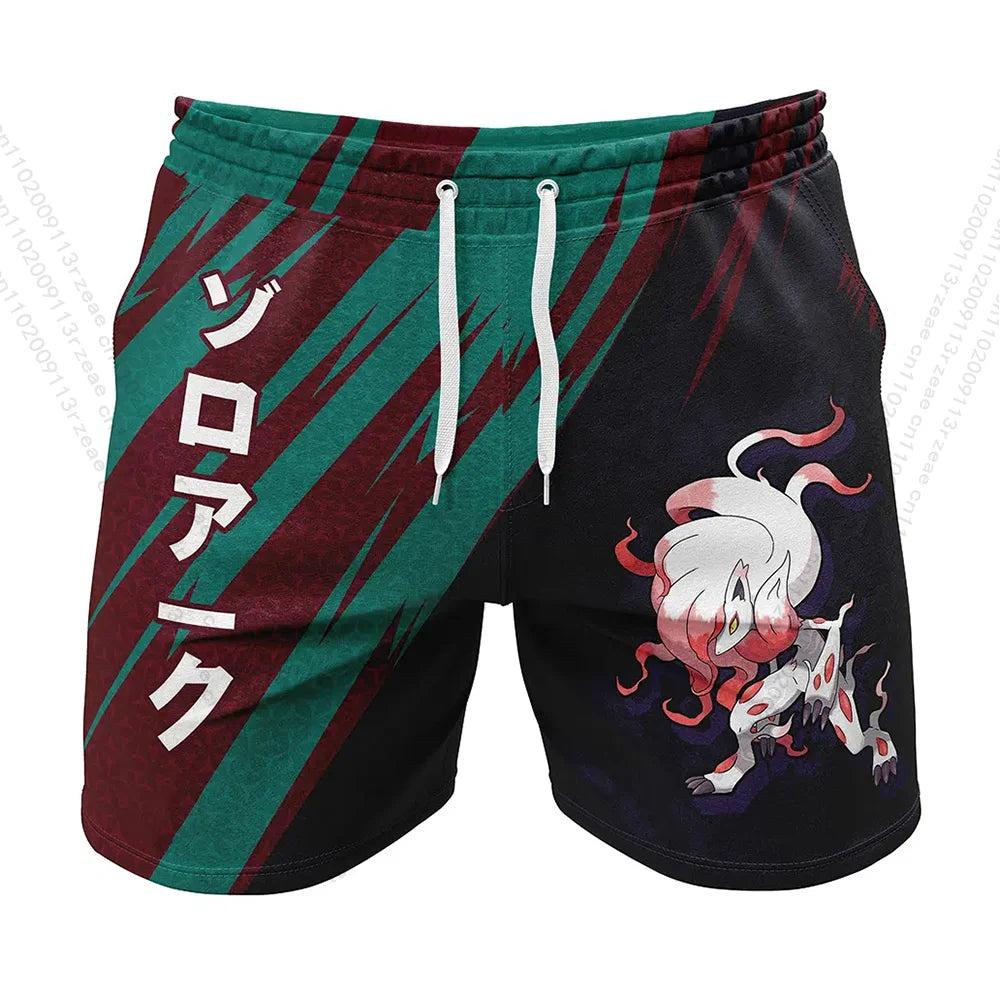 Anime Pokemon Zoroark Fitness Shorts Men's Boy Cosplay Print Casual Street Breathable Clothes Uniform Gift Toy Print Shorts