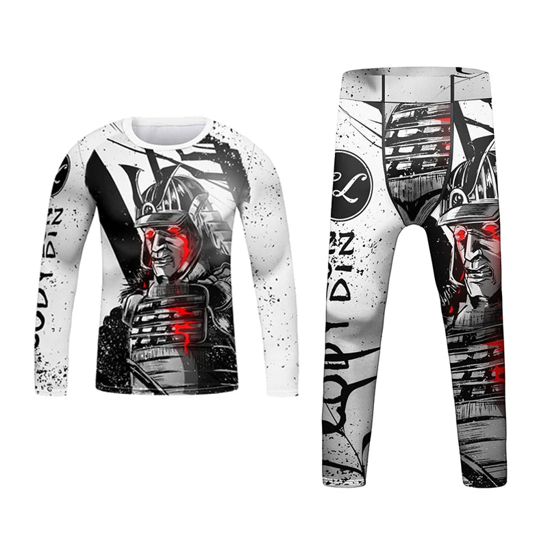 New Kids Rashguard Jiu Jitsu Grappling MMA T-shirt+Pant Sport Set Boy MMA Shorts Clothing Kickboxing Children Fitness Tracksuits