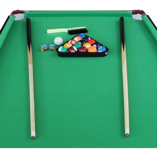 55" Folding Pool Table Set Mini Billiard Table Portable Table Top Snooker Game with All Accessory, Simple Assembly
