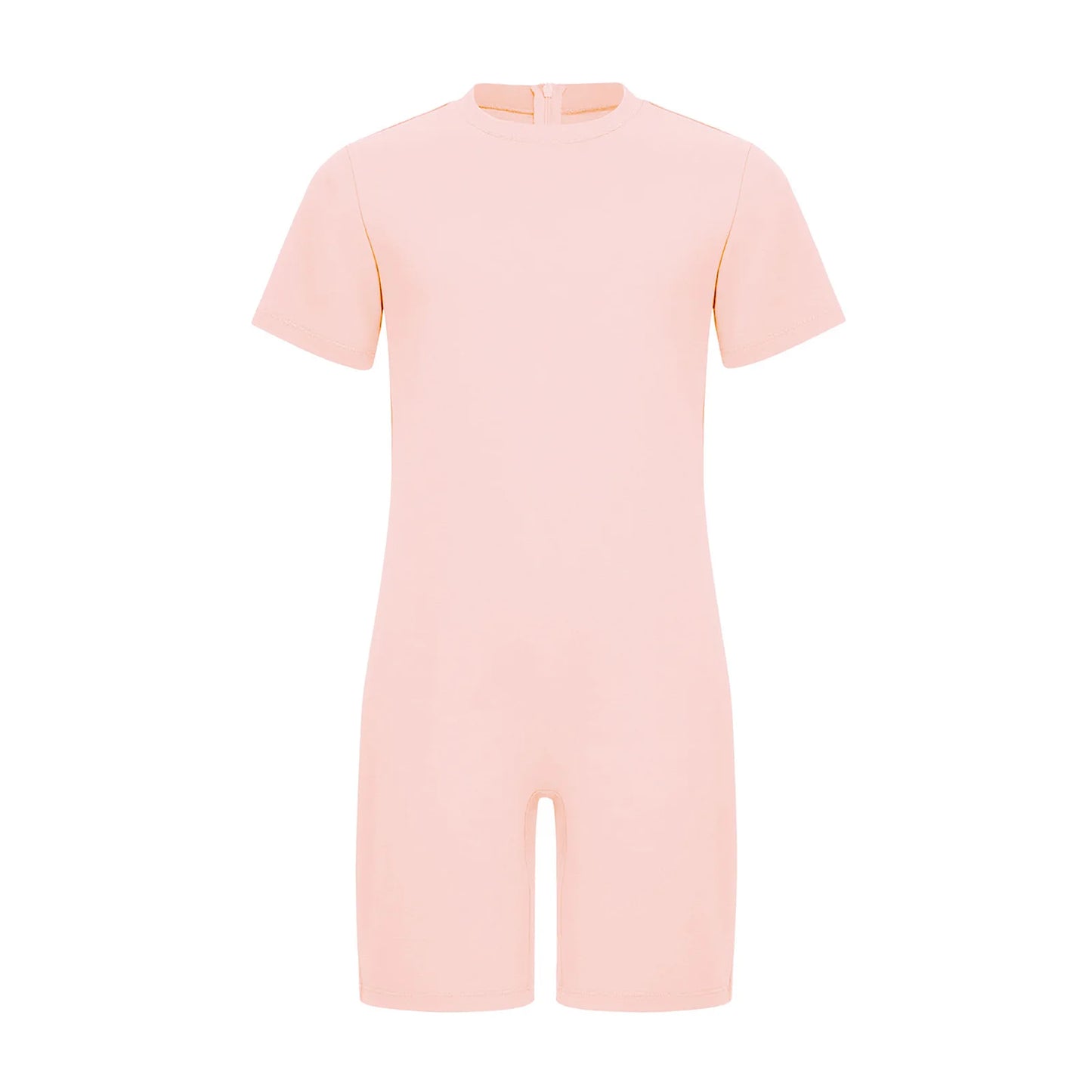 Girls Boys Special Needs Romper Adaptive Clothing Short Sleeve Back Invisible Zipper Ballet Gymnastics Workout Fitness Jumpsuit