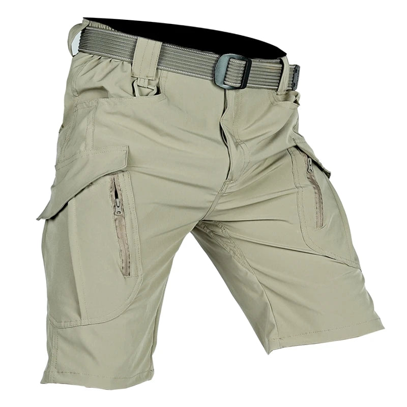 Summer Men Cargo Shorts Quick Dry Tactical Short Pants Multi-Pocket Shorts Men's Outdoor Hunting Fishing Knee Length Trousers