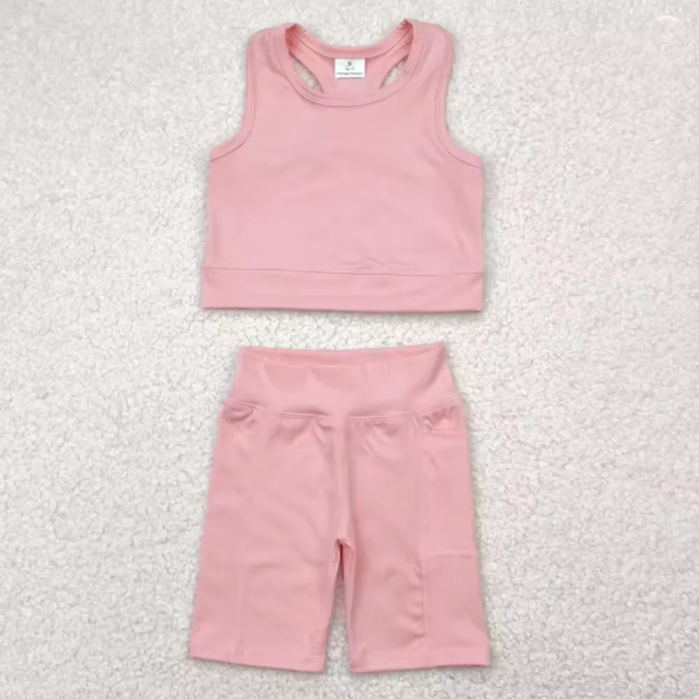 Girls Baby Sportswear Yoga Baseball Team Outfit Blue Star Sleeveless Dress Shorts Set - Kids Fitness Clothes Toddler Athletic
