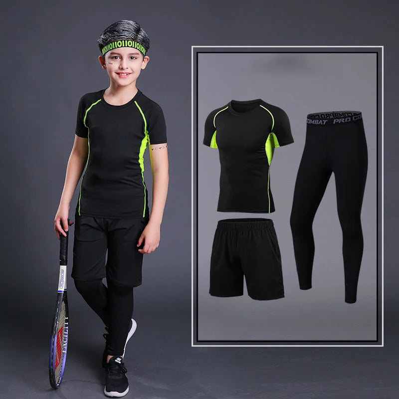 Kid's MMA T-shirts+Pants Set Rashguard For Boy Children Sportsuit Fitness Gym MMA Clothing Compression Tights Muay Thai Shorts