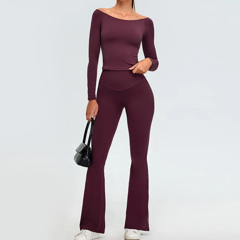 Yoga Set Women's Tracksuit 2 Pieces Workout Sportswear Running Gym Clothing High Waist Leggings Fitness Long Sleeved Sports Suit
