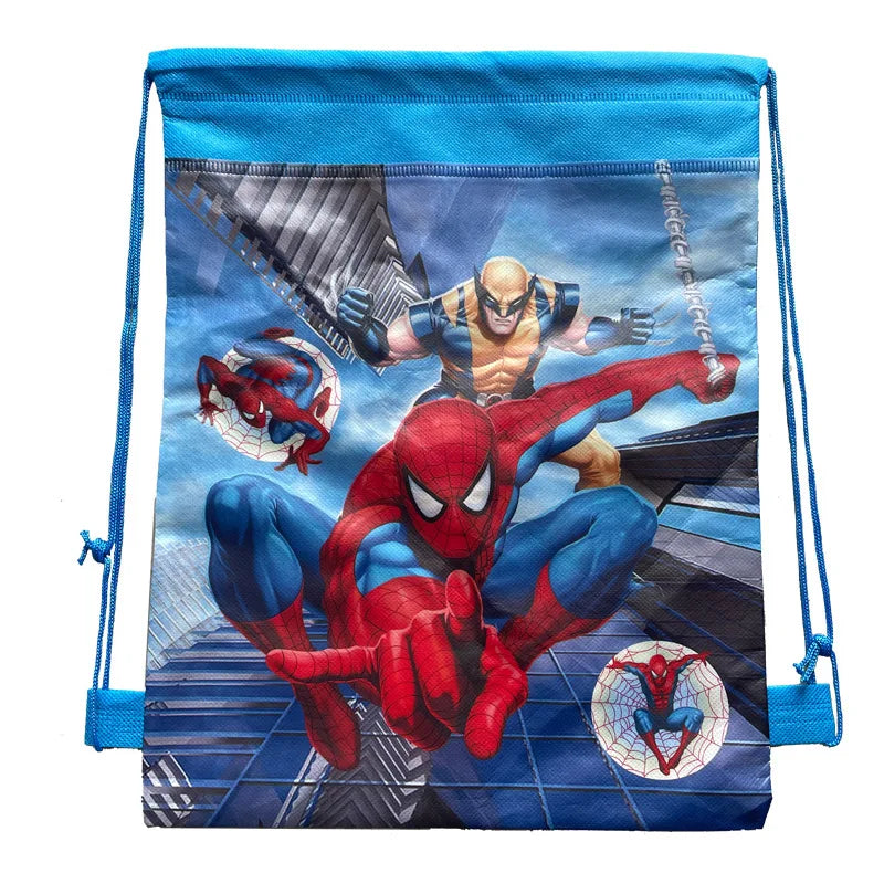 Anime Spiderman Non Woven Drawstring Backpack Bag Waterproof Childer Toy Sporting Stationery Storage Kids Birthday Gift