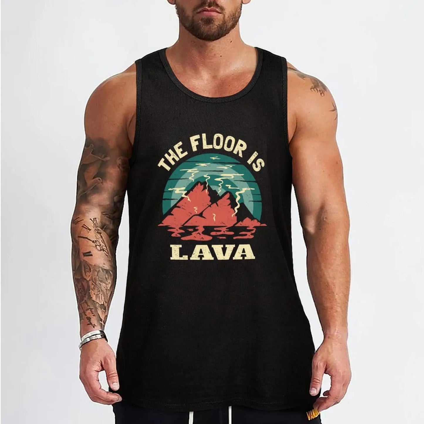 The Floor Is Lava Game Volcano - Funny Floor Game Tank Top fitness clothing for men Vest for boy gym shirt men