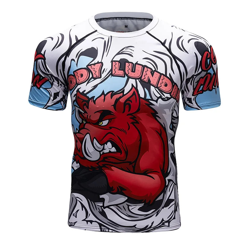 Brand New Summer Men Short Sleeved T shirt Compression Shirt MMA BJJ GYM Fitness 3D Print Casual Shirt Boy Clothing Tees T-shirt
