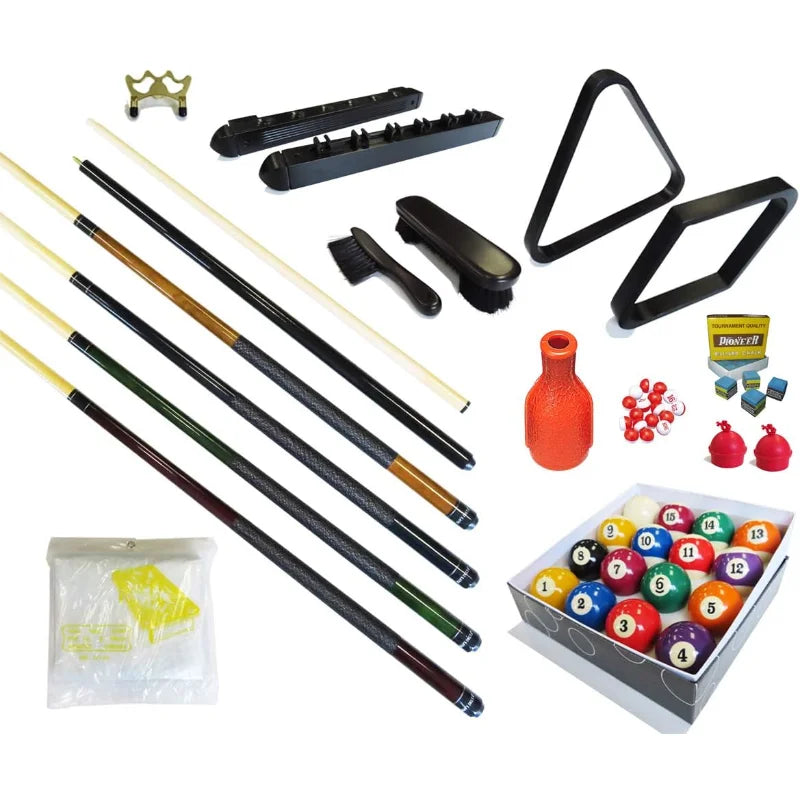 Pool Table - Premium Billiard 32 Pieces Accessory Kit - Pool Cue Sticks Bridge Ball Sets