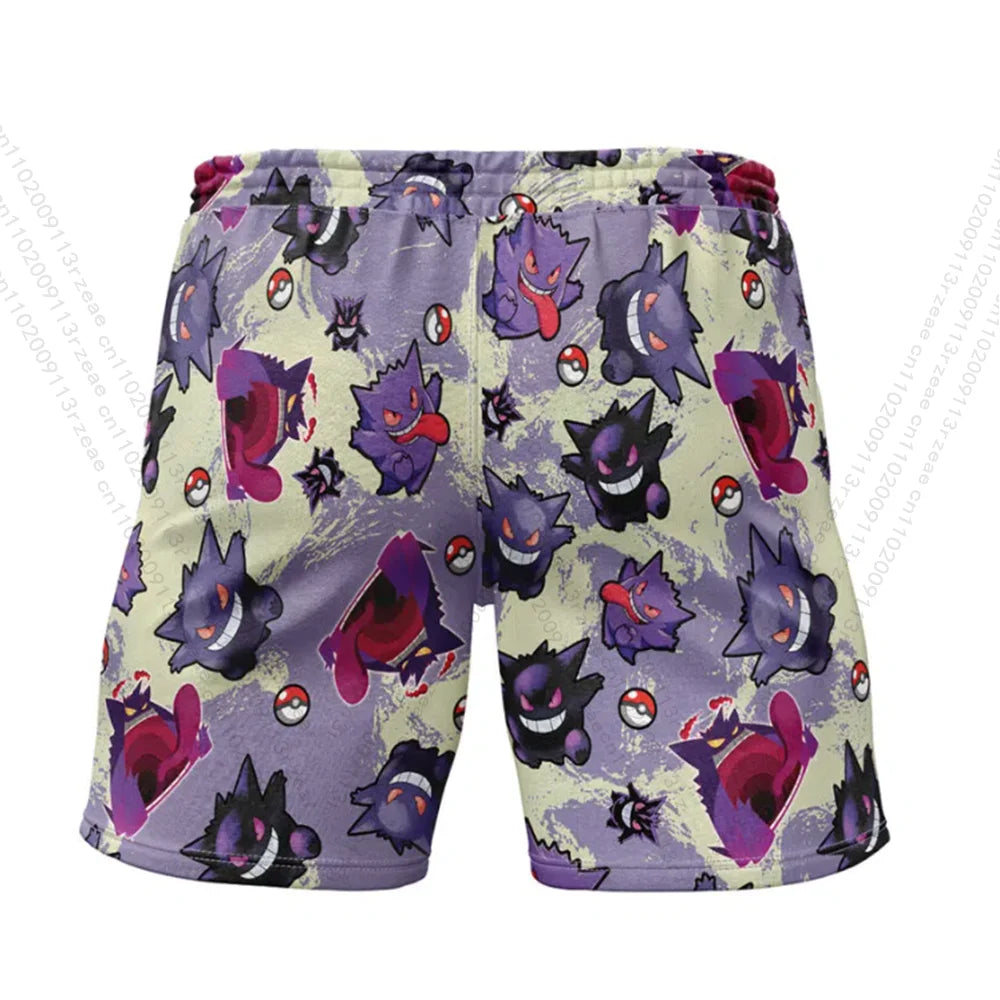 Anime Pokemon Gengar V2 Fitness Shorts Men's Boy Cosplay Print Casual Street Breathable Clothes Uniform Gift Toy Print Shorts