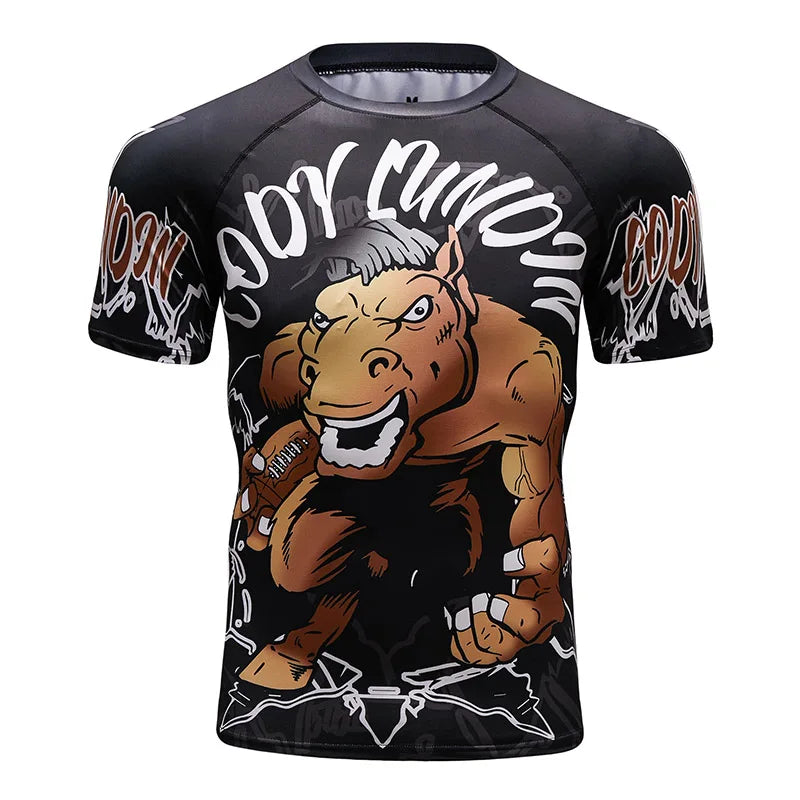 Brand New Summer Men Short Sleeved T shirt Compression Shirt MMA BJJ GYM Fitness 3D Print Casual Shirt Boy Clothing Tees T-shirt