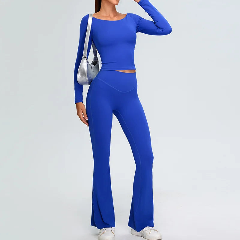 Yoga Set Women's Tracksuit 2 Pieces Workout Sportswear Running Gym Clothing High Waist Leggings Fitness Long Sleeved Sports Suit