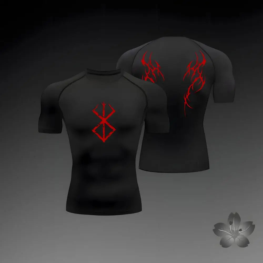 Anime Men's High Elasticity T-Shirts Shirt Fitness Sport Running Tight Gym T-Shirts Athletic Workout Quick Dry Tops Tee Summer