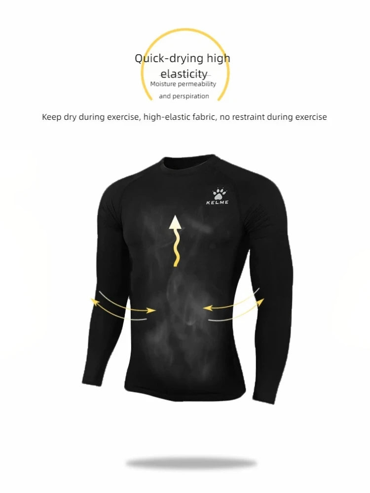 Kelme Children's Tights Suit Men And Girls Sports Training Clothing Breathable Soccer Fitness Bottoming T-shirt Kids Warm Sports