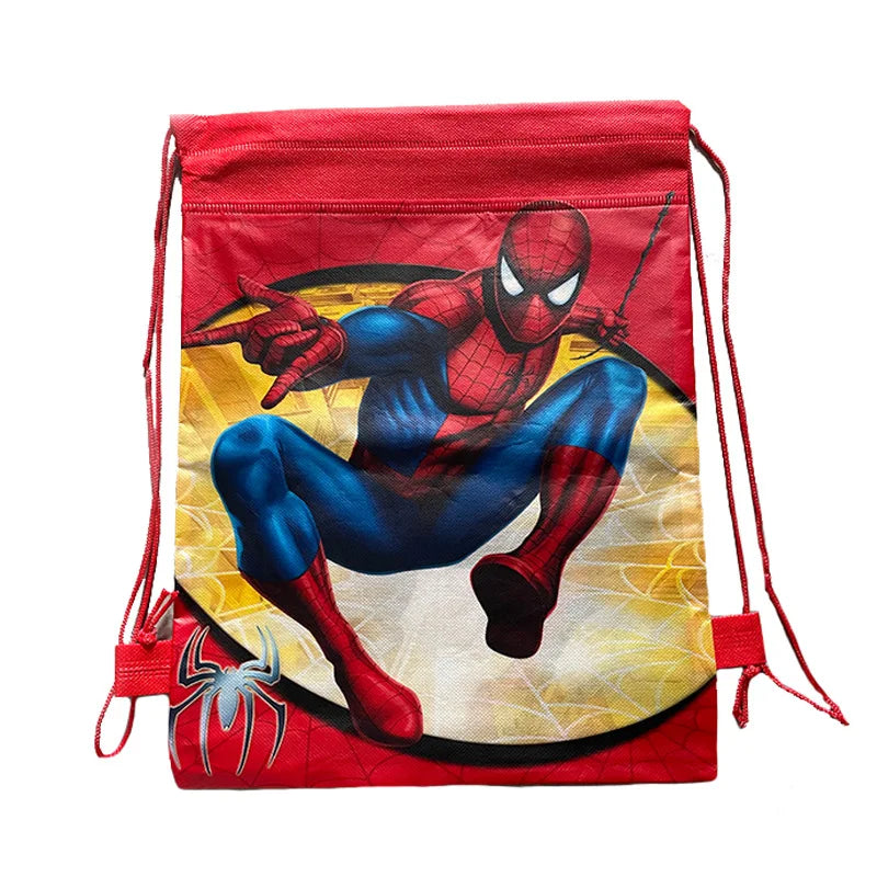 Anime Spiderman Non Woven Drawstring Backpack Bag Waterproof Childer Toy Sporting Stationery Storage Kids Birthday Gift
