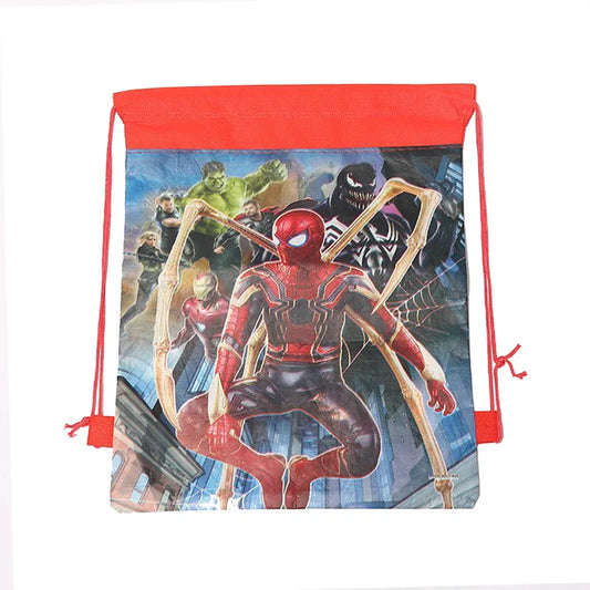 Anime Spiderman Non Woven Drawstring Backpack Bag Waterproof Childer Toy Sporting Stationery Storage Kids Birthday Gift